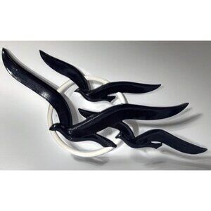 Vtg Syroco Black White Seagull Wall Art Coastal Decor Large 27" Plastic